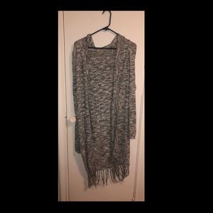 long cardigan sweater with hood